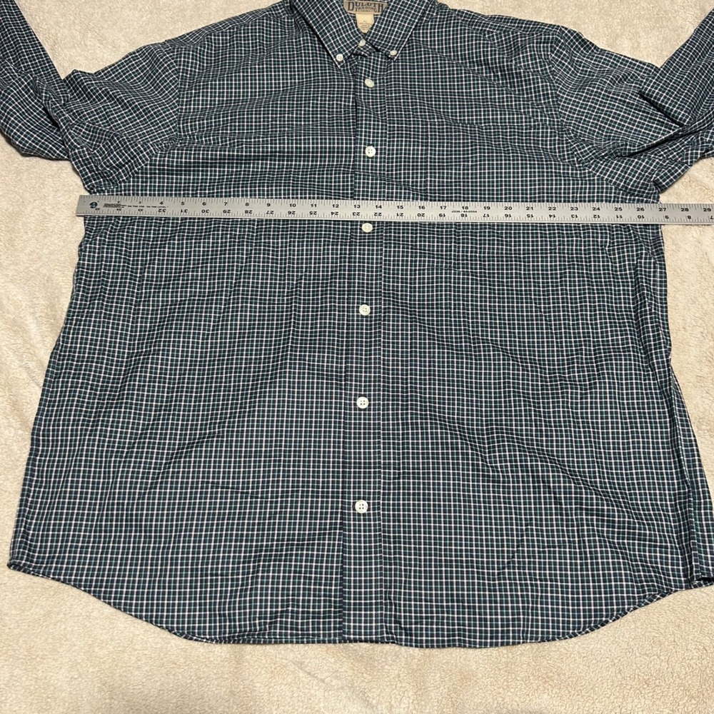 Duluth Trading Button Down Shirt Mens XL Blue Green Plaid Long Sleeve Pocket - Picture 5 of 6
